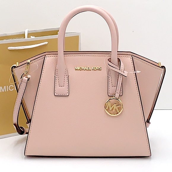 Michael Kors Avril Small Leather Top-Zip Satchel Powder Blush color - Picture 3 of 16